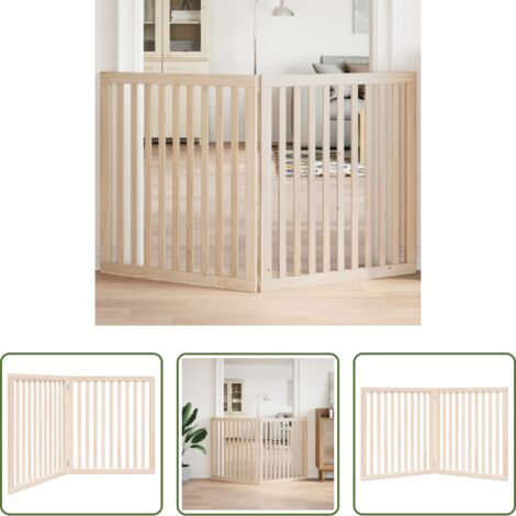 vidaXL Puerta de madera para perros -  Puerta para perros plegable 2 paneles madera de álamo 160 cm