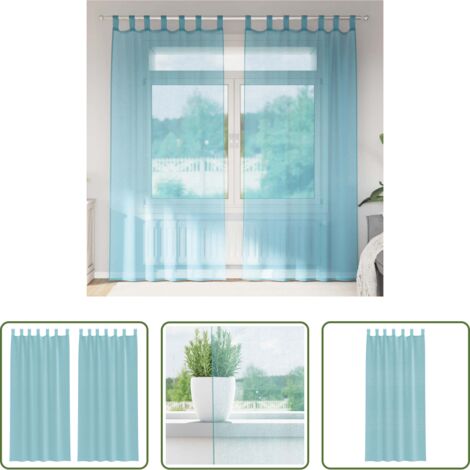 vidaXL Cortinas semitransparentes -  Cortinas de gasa con bolsillos para varillas 2 uds. turquesa