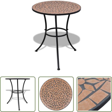 vidaXL Mesa de jardín -  Mesa de bistro de mosaico terracota 60 cm