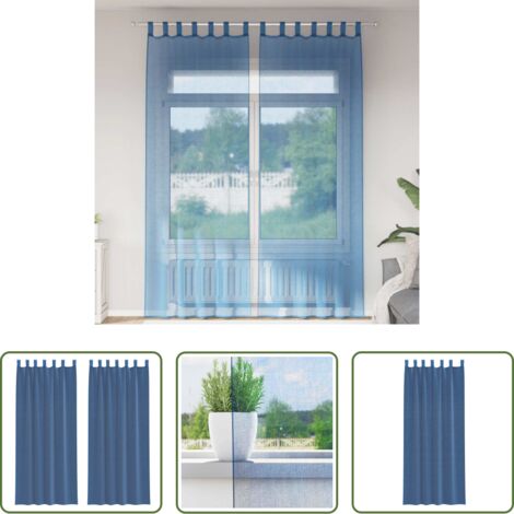 vidaXL Cortinas azul real -  Cortinas de gasa con trabillas 2 uds azul real 140x260 cm