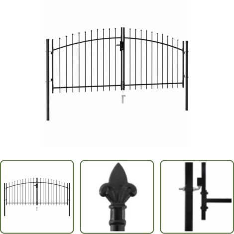 Cancela de jardín - Puerta de valla Woerden de doble puerta con punta de pincho 299,5x174,5 cm
