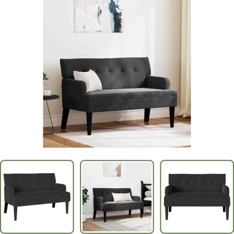vidaXL Banco de terciopelo -  Banco Chesterfield Negro 112 x 65,5 x 75 cm Terciopelo