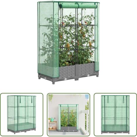 vidaXL Cultivo -  Arriate con cubierta invernadero aspecto ratán 80x40x123 cm