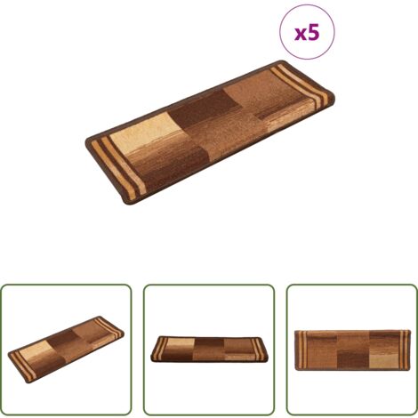 Alfombra autoadhesiva -  Alfombrillas de escalera autoadhesivas 5 uds marrón 65x21x4 cm