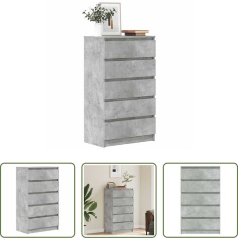 vidaXL Almacenamiento organizado -  Cajonera de madera contrachapada gris hormigón 60x36x103 cm