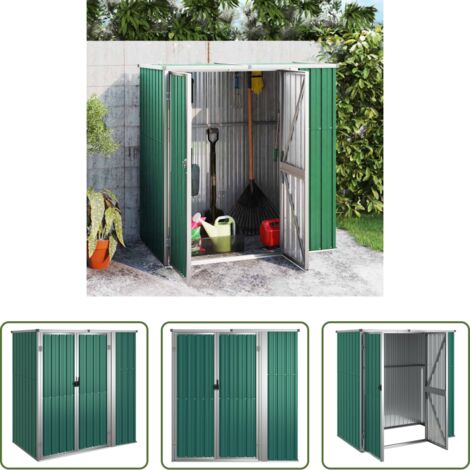 Almacenamiento de herramientas -  Cobertizo herramientas jardín acero galvanizado 161x89x161 cm