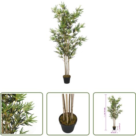 vidaXL Árbol de bambú -  Árbol de bambú artificial con 1380 hojas verde 200 cm