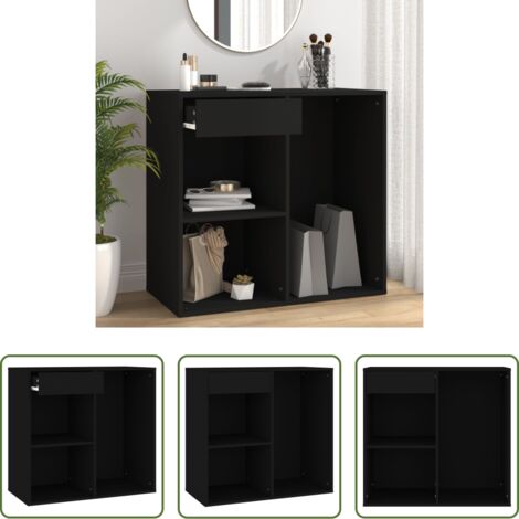 vidaXL Armario de almacenamiento -  Armario de maquillaje madera contrachapada negro 80x40x75 cm