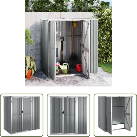 Almacenamiento de herramientas -  Cobertizo herramientas jardín acero galvanizado 161x89x161 cm