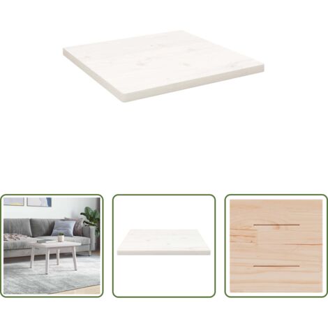 vidaXL Madera maciza -  Tablero de mesa cuadrado madera maciza pino blanco 40x40x2,5 cm