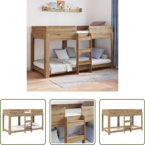 vidaXL Cama para niños -  Cama Litera para Niños Roble artesanal 90 x 200 cm