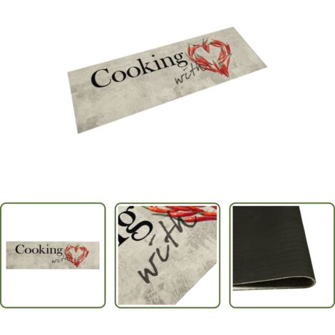 vidaXL Alfombra de cocina peper cooking -  Alfombra de cocina lavable terciopelo Peper Cooking 45x150 cm