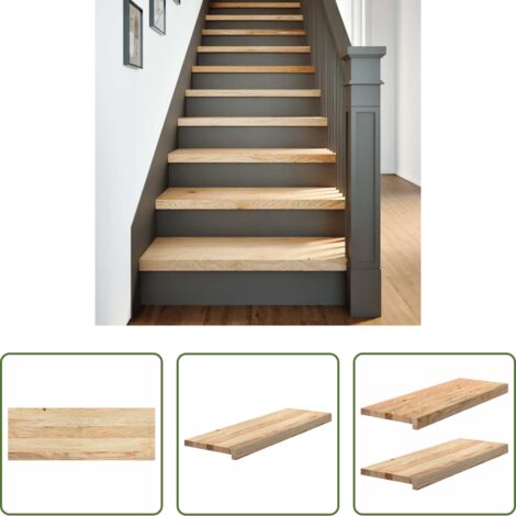 vidaXL Alféizares de madera -  Peldaños escalera 2 uds sin tratar 70x25x2 cm