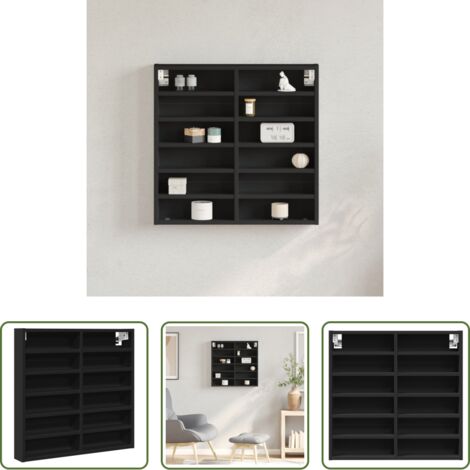 vidaXL Almacenamiento -  Vitrina de madera de ingeniería negra 60x8,5x58 cm