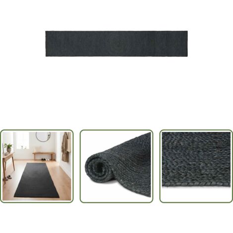 vidaXL Alfombra gris oscuro -  Alfombras de área Rectangular Gris oscuro 80 x 400 cm yute