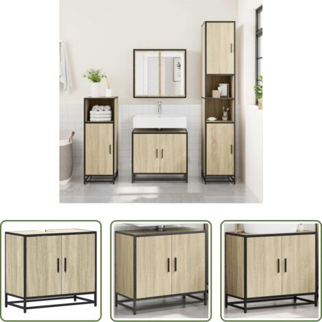 vidaXL Madera de ingeniería -  Mueble de lavabo de baño roble Sonoma 65x33x60 cm madera de ingeniería