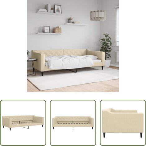 vidaXL Sofá cama con tela -  Sofá cama sin colchón tela crema 90x200 cm