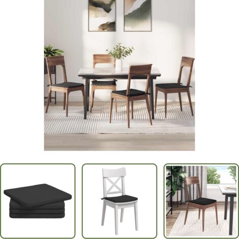 vidaXL Cojines para comedor -  Cojines para asiento 4 pcs Negro 40 x 40 x 3 cm