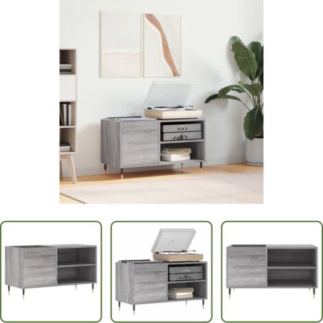 vidaXL Mueble de madera -  Mueble de discos madera de ingeniería gris Sonoma 85x38x48 cm