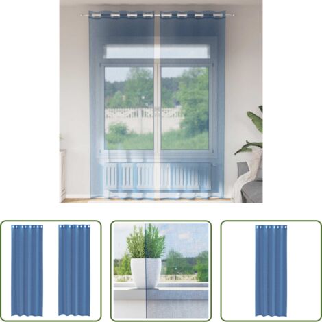 vidaXL Cortinas azul real - Cortinas de gasa con ojales 2 uds azul real