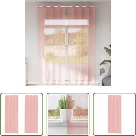 vidaXL Cortinas de voile -  Cortinas de gasa con ojales 2 uds rosa 140x300 cm