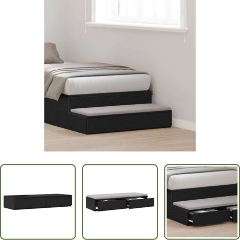 vidaXL Cajón de madera -  Cajones de cama con cajón Roble Negro 80 x 36,5 x 16,5 cm