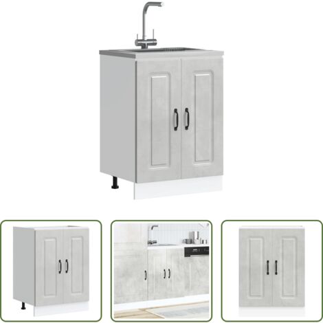 Almacenamiento bajo fregadero -  Mueble bajo para fregadero Kalmar gris hormigón 60x46x81,5 cm