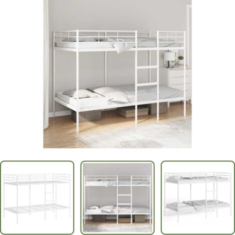 Cama doble - Litera sin colchón acero blanco 100x200 cm