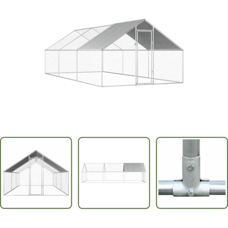 Gallinero exterior -  Jaula gallinero de exterior de acero galvanizado 2,75x6x1,92 m