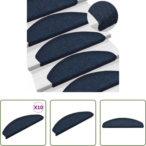 Tapete para escaleras -  Felpudos autoadhesivos para escaleras, 10 unidades, 65 x 21 x 4 cm, color azul marino, semicirculares, grandes