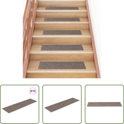 Tapete para escaleras -  Felpudos autoadhesivos para escaleras, 15 unidades, 76 x 20 cm, beige, rectangulares