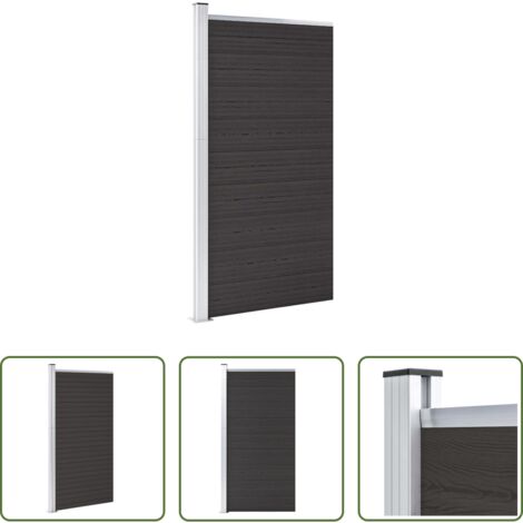 Valla de madera plástica -  Panel de valla WPC negro 95x186 cm
