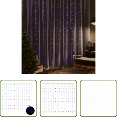 Luces navideñas -  Cortina luces carámbano 3x3 m 300 LEDs azul 8 funciones