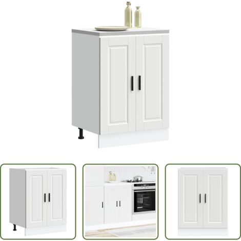 Almacenamiento cocina -  Mueble bajo de cocina Porto madera contrachapada blanca
