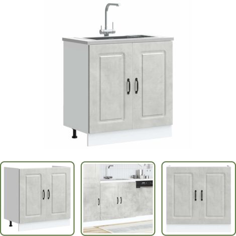 Almacenamiento en cocina -  Mueble bajo para fregadero Kalmar gris hormigón 80x46x81,5 cm