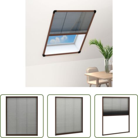 Mosquitera para ventanas -  Mosquitera plisada para ventanas aluminio marrón 60x80cm