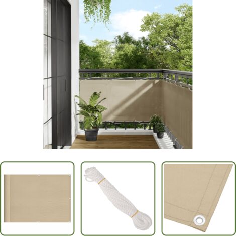 Privacidad -  Pantalla de balcón 100% poliéster Oxford beige 75x700 cm