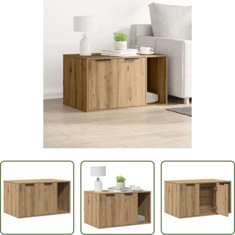 vidaXL Arenero para gatos -  Mueble arenero para gatos madera roble artisian 80x50x45 cm