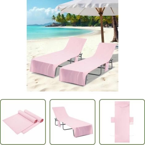 Toalla de playa - Toallas de Reposera 2 pcs Rosa 210 x 75 cm