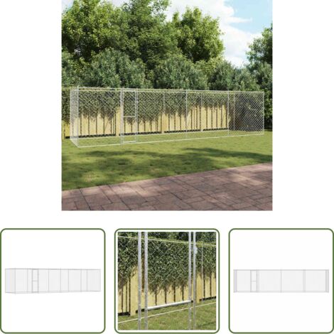Jaula para perros -  Jaula para perro Plateado 800 x 200 x 200 cm Acero Galvanizado