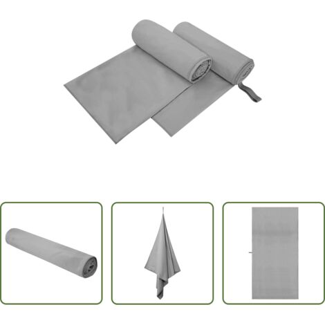 Toalla deportiva gris - Toallas Deportivas 2 pcs Gris oscuro 200 x 100 cm