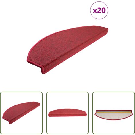 Alfombras semicirculares -  Felpudos para escaleras 20 unidades 65x24x4 cm Rojos Semicirculares Grandes