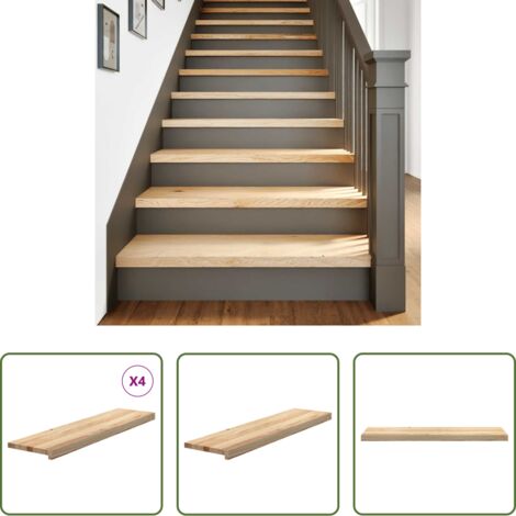 Peldaños de madera -  Peldaños escalera 4 uds sin tratar 100x30x2 cm