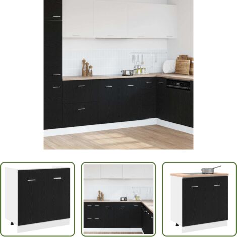 Almacenamiento en cocina -  Mueble Bajo para Fregadero Roble Negro 80x46x81,5 cm Madera Ingenierizada
