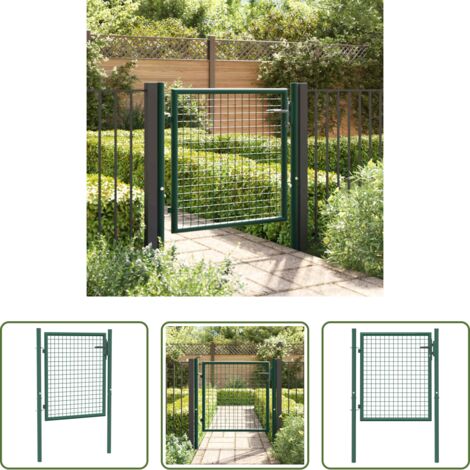 Puerta de valla -  Puerta de valla de acero 100 x 75 cm verde