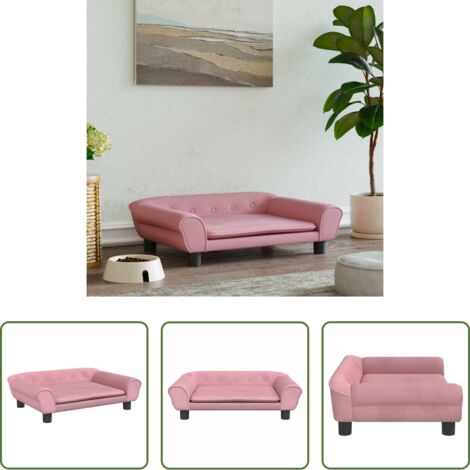 Sofá para perros - Cama para perros de terciopelo rosa 70x48x22 cm