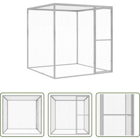 Jaula para gatos exteriores -  Jaula para gatos acero galvanizado 1,5x1,5x1,5 m
