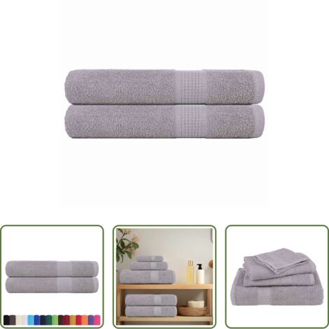 Toalla de algodón -  Toallas de sauna FROGN 2 uds gris 80x200 cm 360 g/m²