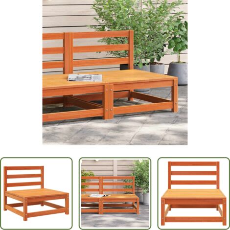 Sofá de exterior -  Sofá jardín sin reposabrazos madera pino marrón cera 70x70x67cm
