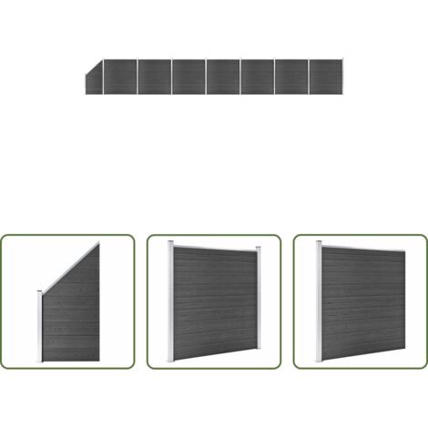 Valla de madera y plástico -  Set de paneles de valla WPC negro 1311x(105-186) cm